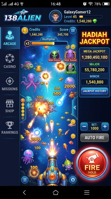 138alien — layar beranda